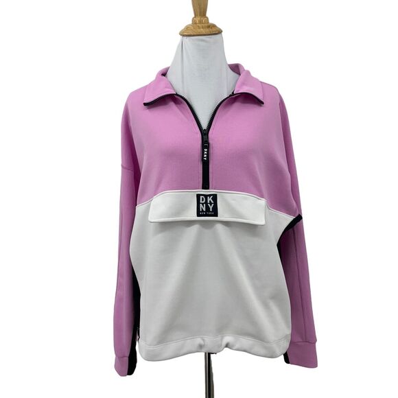 DKNY Sport Sweatshirt Womens M Medium Half Zip Pullover Colorblock Sweater - Picture 1 of 13